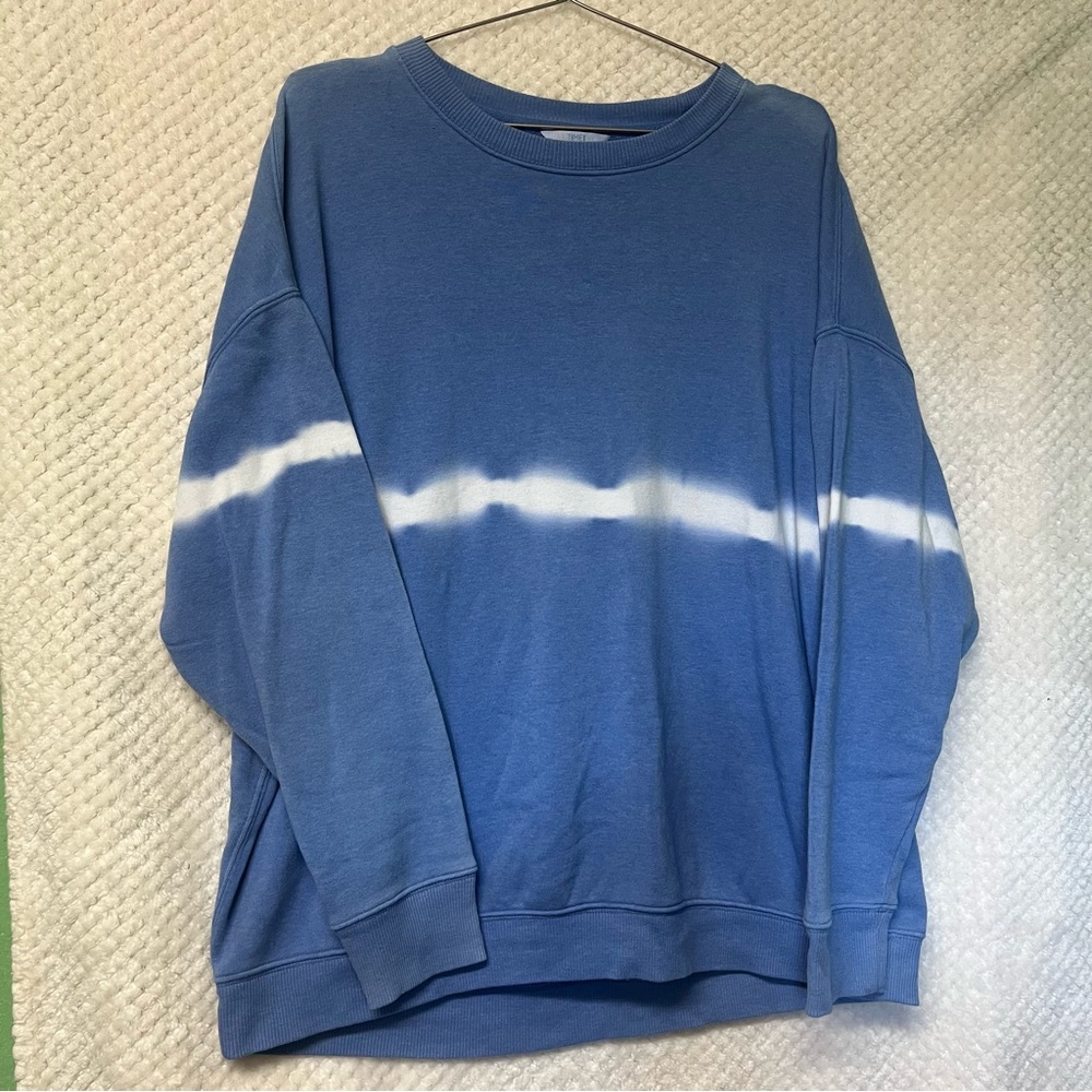 Time and Tru Blue Tie-Dye Crewneck Sweater Casual Comfy